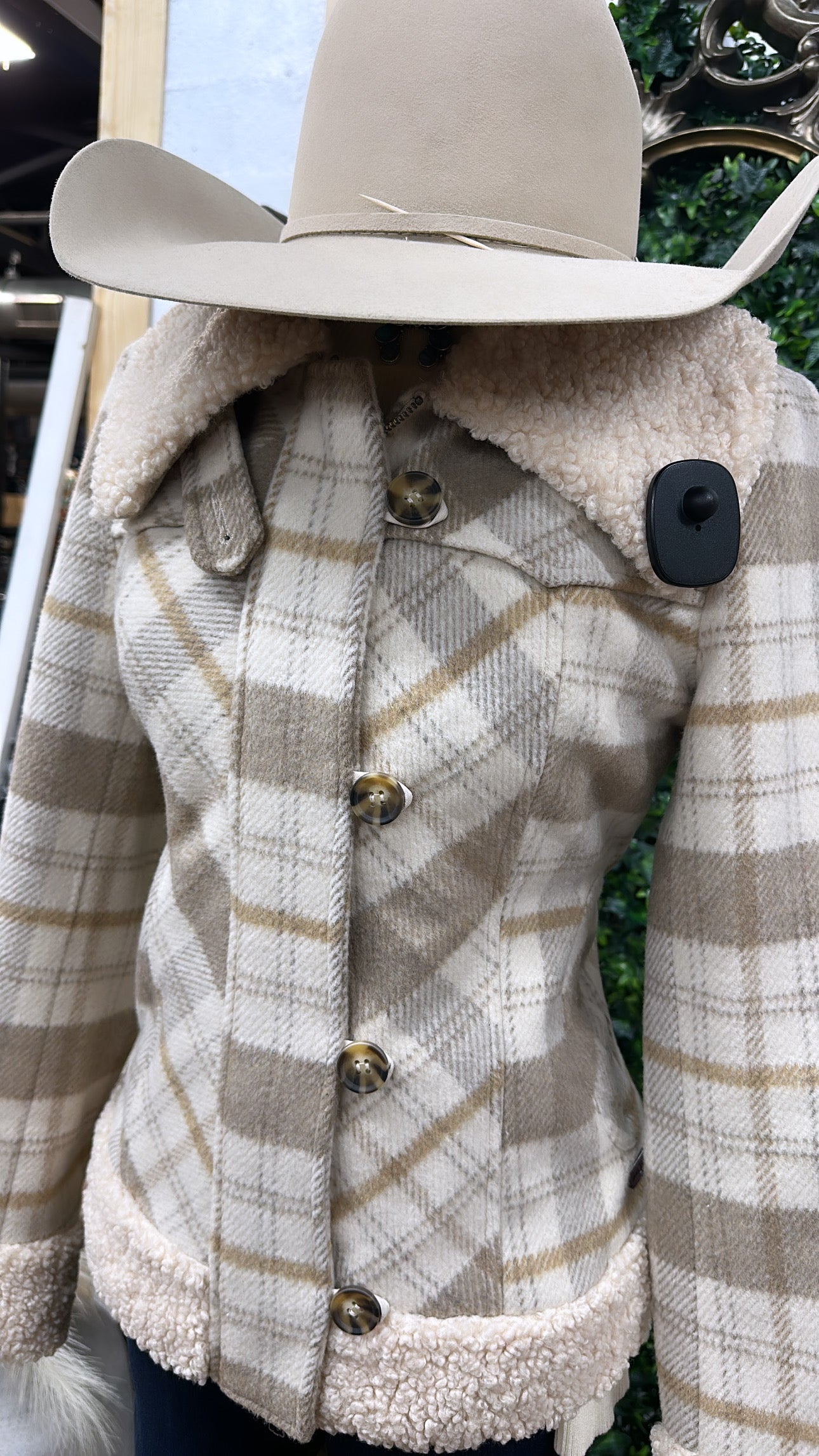 LADIES WOOL PLAID COAT NATURAL PANHANDLE | PRWO92RZYU