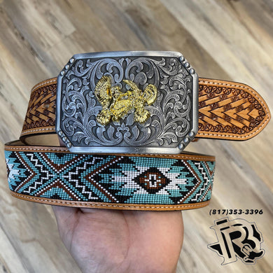 “ COCKFIGHT “ | WESTERN SQUARE BUCKLE TOOLED DESIGN only buckle