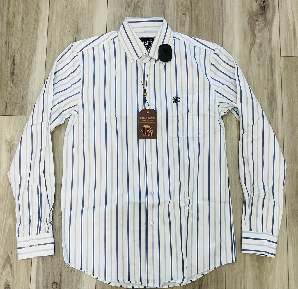 ‘’ MAVERICK’’ MEN’S WHITE STRIPE WESTERN LONG SLEEVE SHIRT