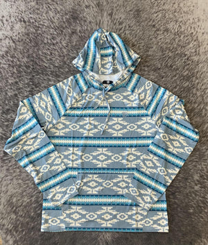 ROCK & ROLL :MENS PRINTED PERFORMANCE LIGHT GREY HOODIE | BM94T02083