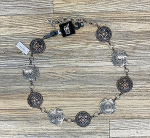 ANGEL RANCH WOMENS CHAIN BELT ENGRAVED CONCHOS MULTICOLOR | D140010697