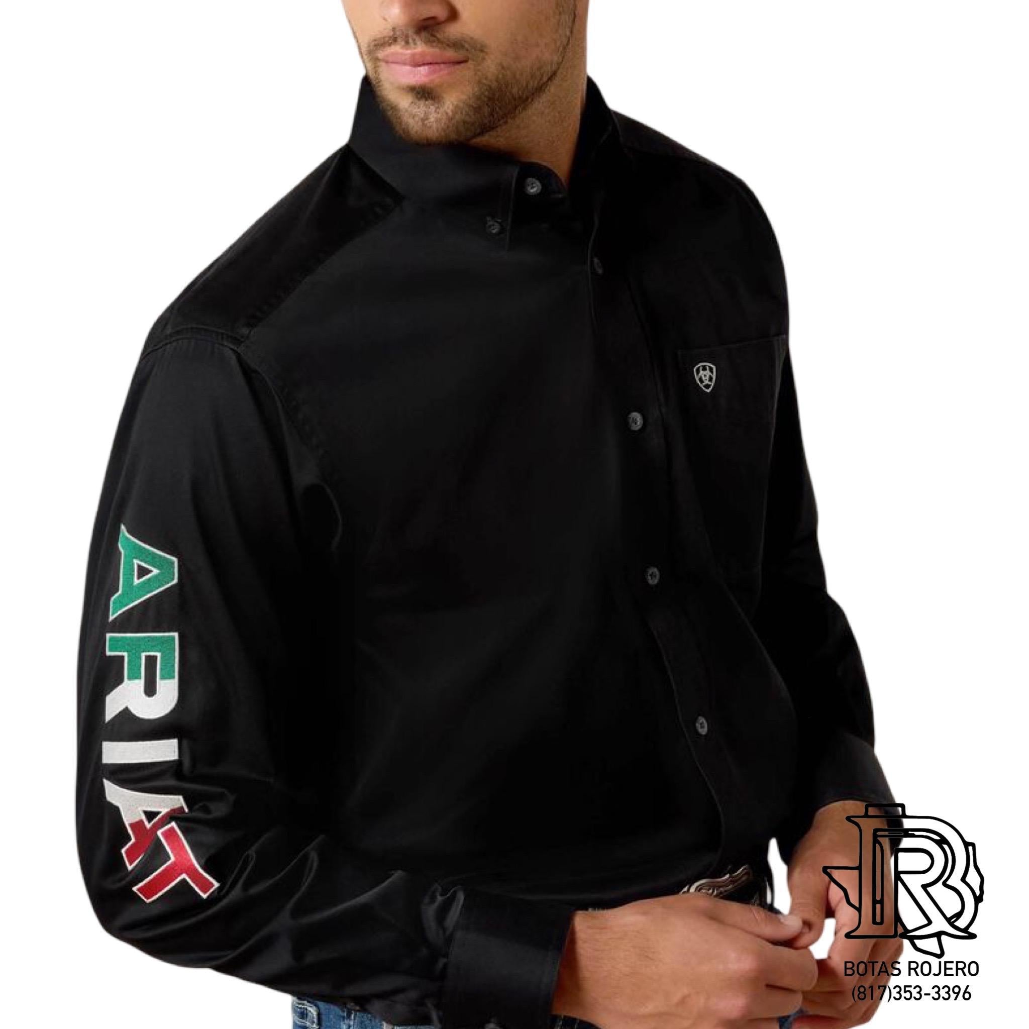 Ariat Men's Team Logo Twill Classic Fit Shirt, XL, Black Mexico
