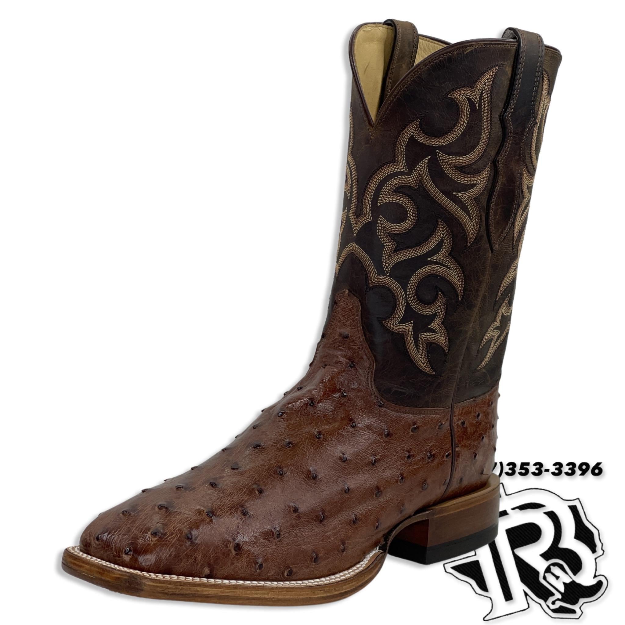 Justin JE802 Genuine Ostrich Mens Sz 11 D Leather Boots Square Toe Brown Amazon.com | Justin Boots Mens Moseley Full Quill Ostrich  main image 3
