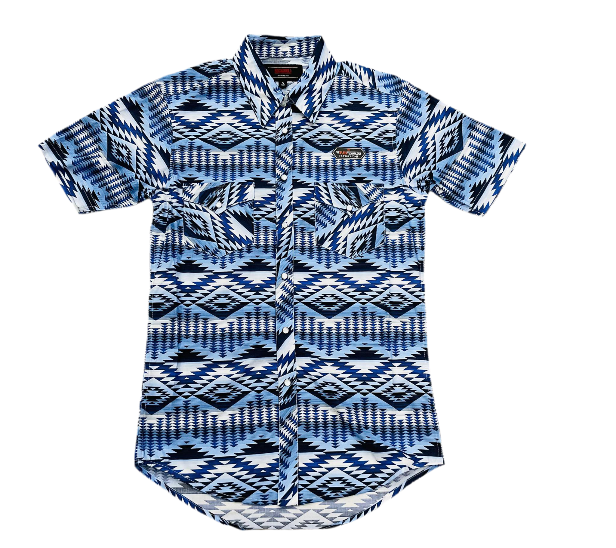 ‘’LEO’’ MENS ROCK & ROLL BLUE AZTEC PRINTED POLO | BMN3S07133