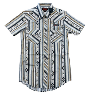 Men’s Rock & Roll Black Aztec stripe short sleeve Shirt |BMN3S05842