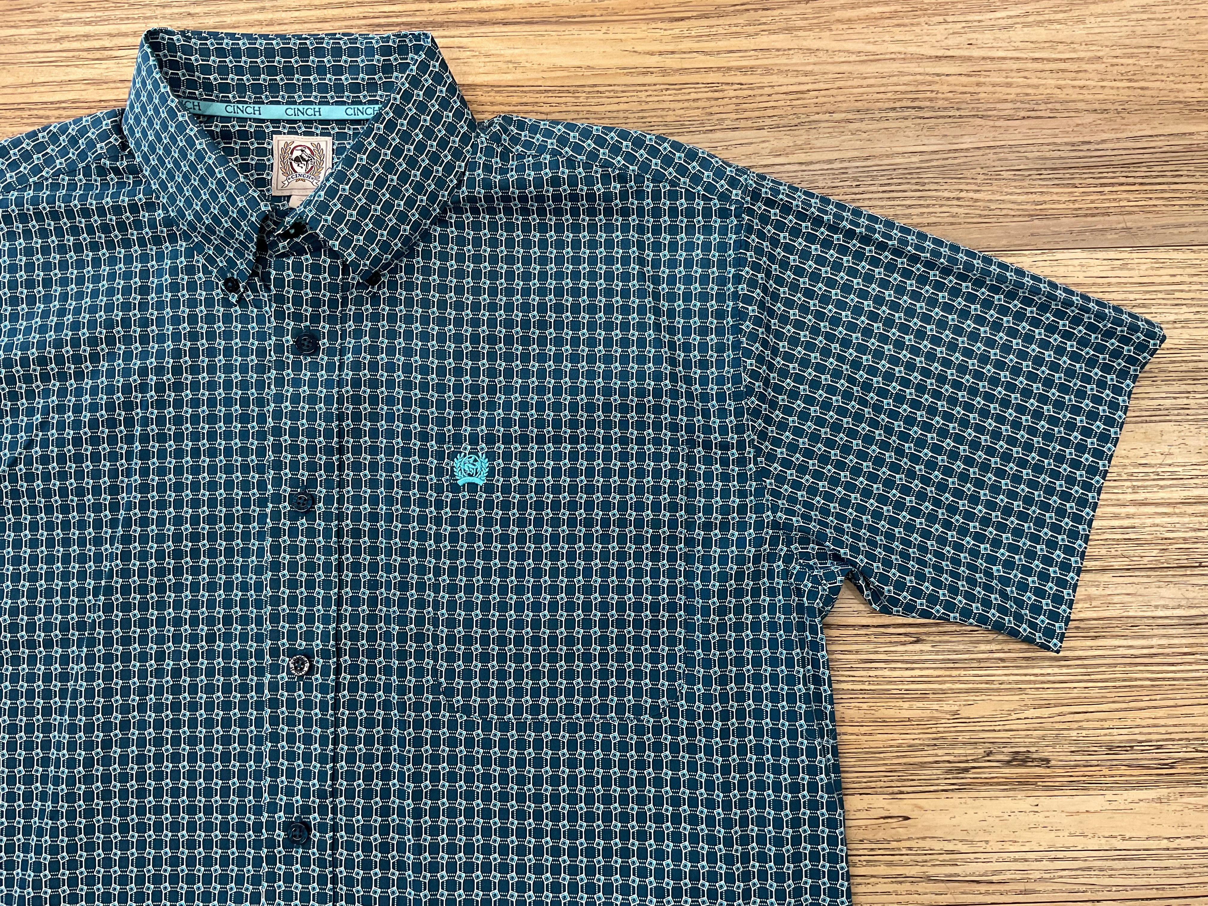 ‘’BENJAMIN’’ CINCH MEN’S BLUE SHORT SLEEVE SHIRT |MTW1111478
