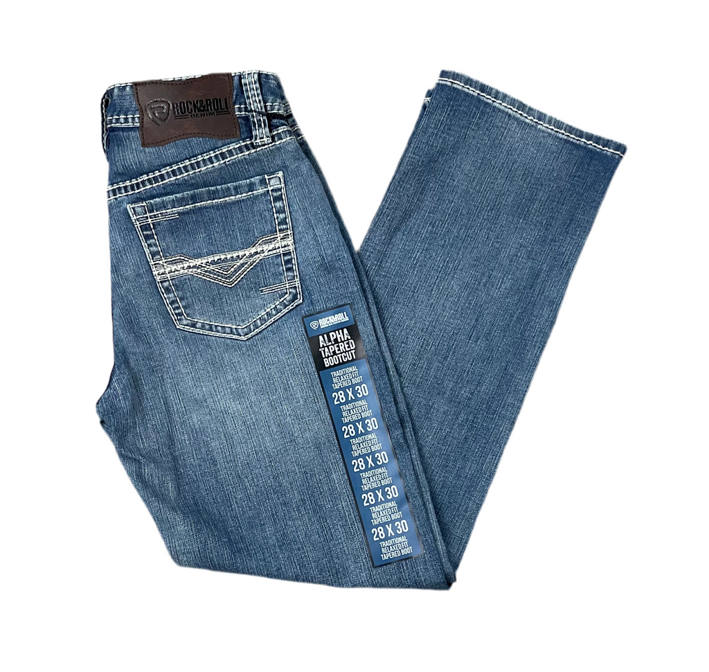 MEN’S ROCK & ROLL TRADITIONAL RELAXED FIT TAPERED BOOT MEDIUM VINTAGE JEANS | BMHBD06235