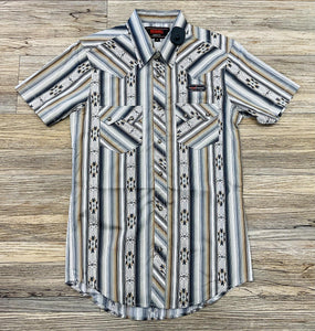 Men’s Rock & Roll Black Aztec stripe short sleeve Shirt |BMN3S05842