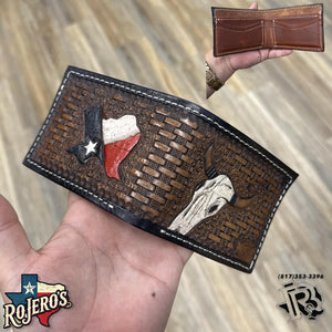 “ Paul “ | MEN WALLET BI FOLD CARD FEATHER HAND TOOLED