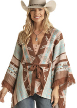 Load image into Gallery viewer, WOMENS PONCHO WITH BELT TAUPE ROCK &amp; ROLL |RRWT95R04T