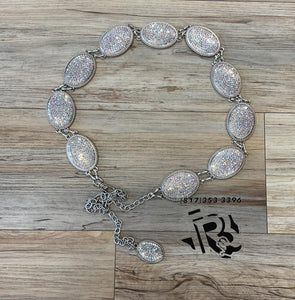 ‘’ELSIE’’  CONCHO WHITE SHINING BELT