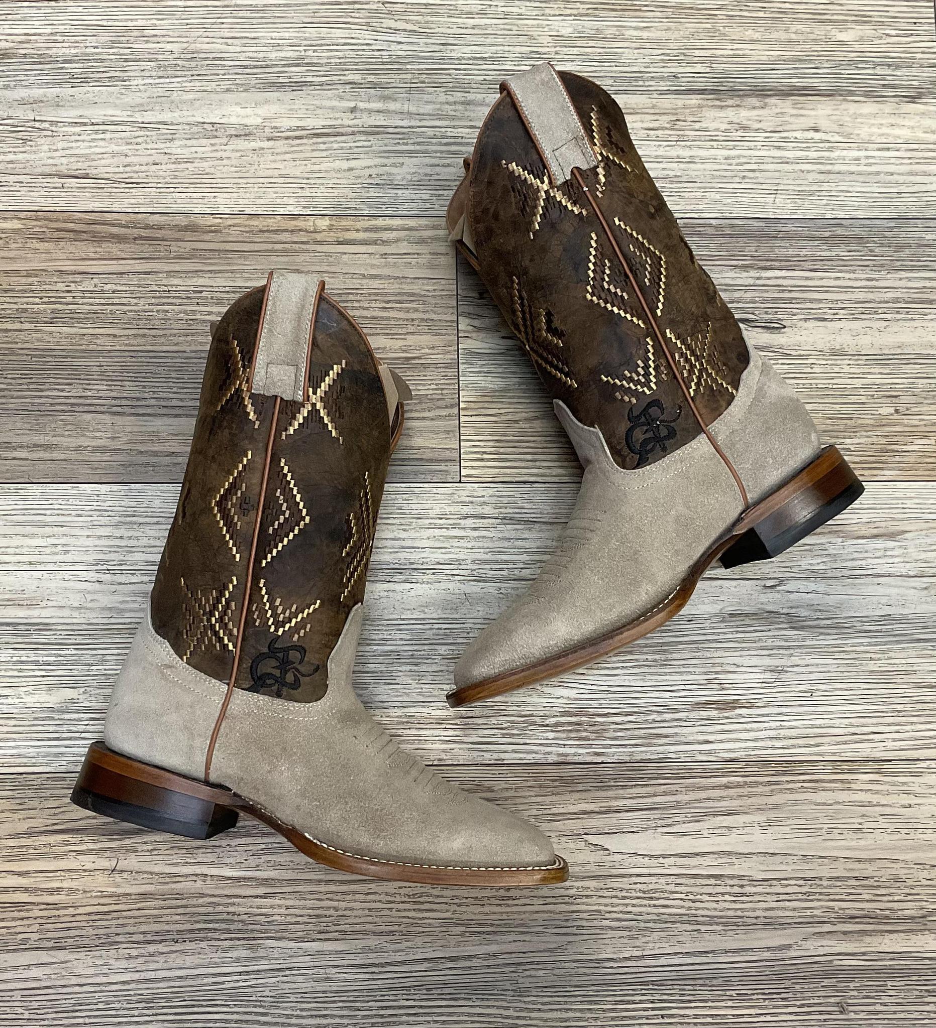 ‘’OLIVER’’ AMERICAN PRO BULL BONE  ROUGH OUT  BOOTS |THR217