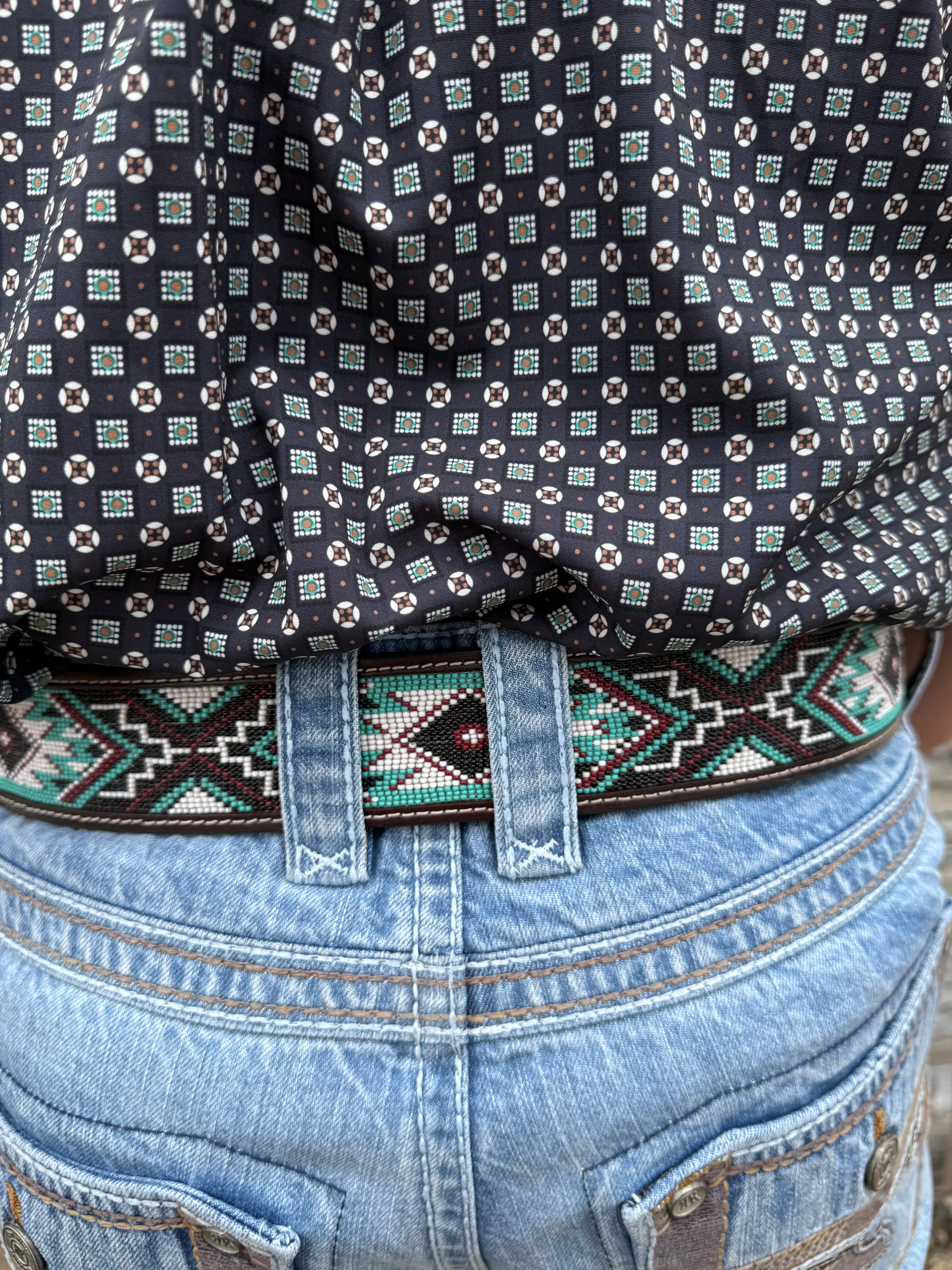 “ SAMUEL “ |2 INCH IRON SPUR ™️ WESTERN BEADED BELT