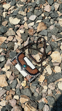 ‘’ALICE ’’ BROWN COWHIDE TOOLED CROSSBODY PURSE