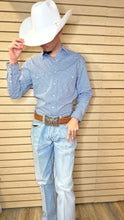 Load image into Gallery viewer, MENS PANHANDLE LONG SLEEVE 2PKT SNAP BLUE SHIRT | RMN2S02806