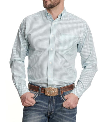 Ariat mens WF Colten fitted aqua  long sleeve shirt | 10044905