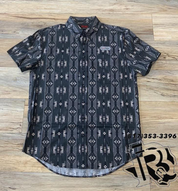 Men’s Aztec woven charcoal shirt rock & roll | RRMS1DR0RD