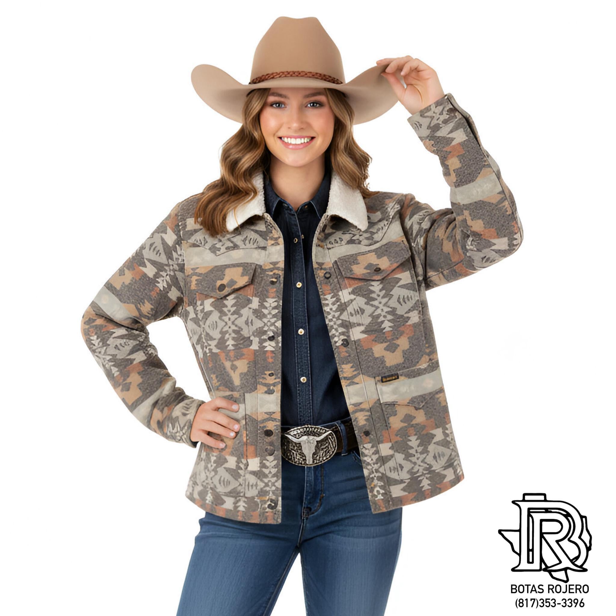 Wrangler Retro® Ladies Southwestern Geometric Grey Jacket