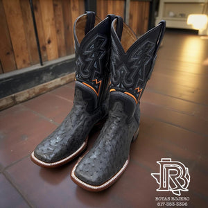 “ WAYNE “ | WESTERN SQUARE TOE GREY OSTRICH ORIGINAL BOOTS
