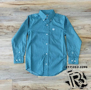 Boys cinch long sleeve turquoise shirt | MTW7060316