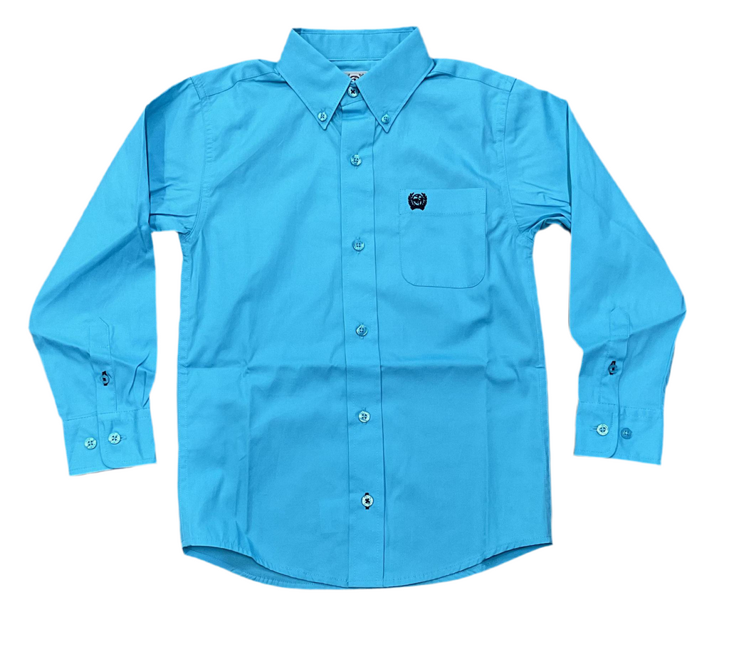 CINCH BOYS TURQUOISE LONG SLEEVE SHIRT |MTW7060374