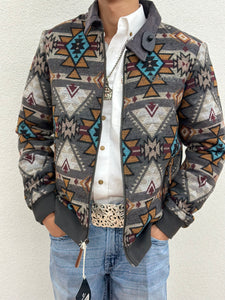 “ Nicholas “ | Hooey MENS bomber jacket tan/brown Aztec pattern | HJ090BRAZ