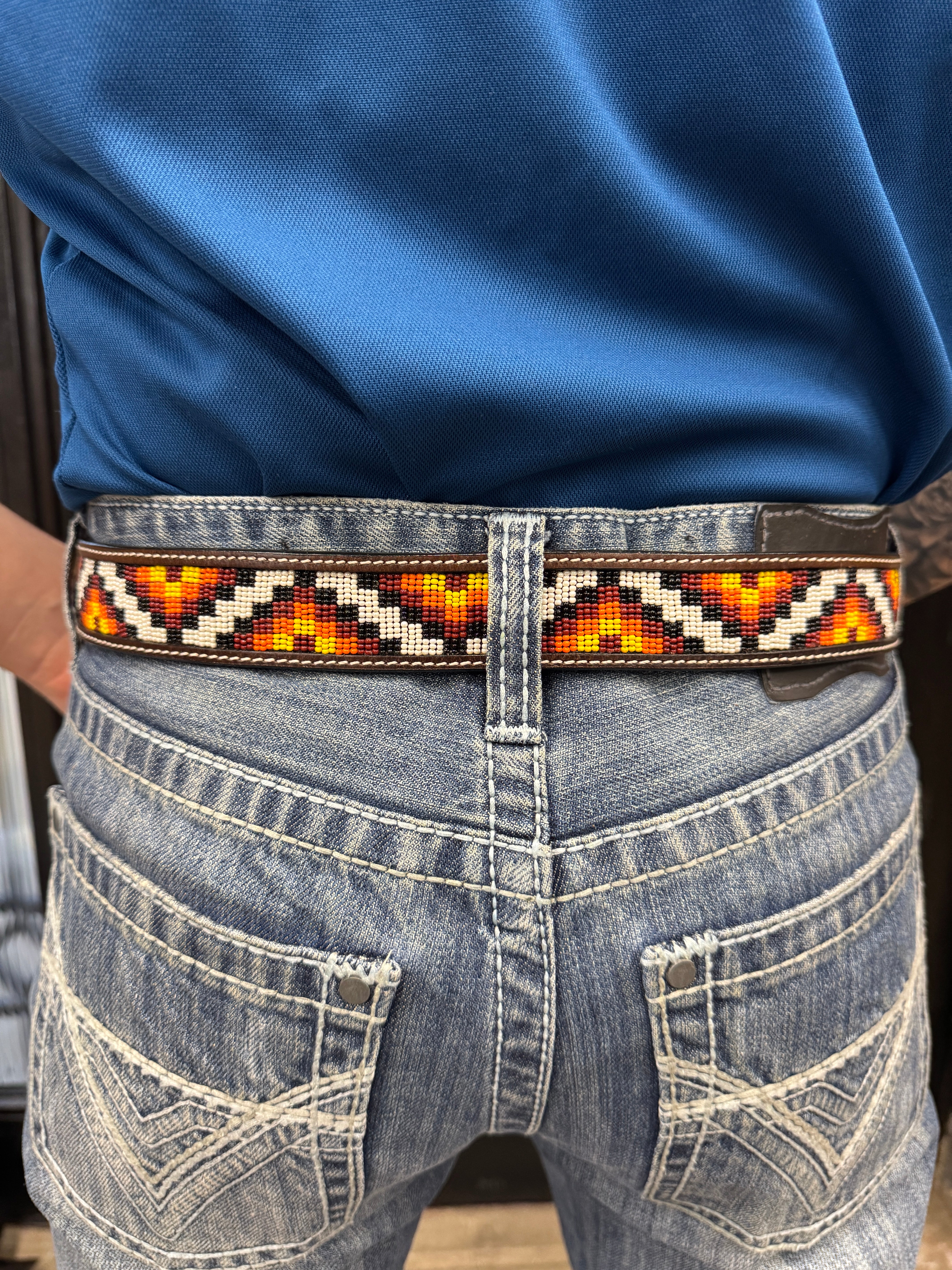 BEADED BELT ZIG ZAG DESIGN WHITE (KH-4082)
