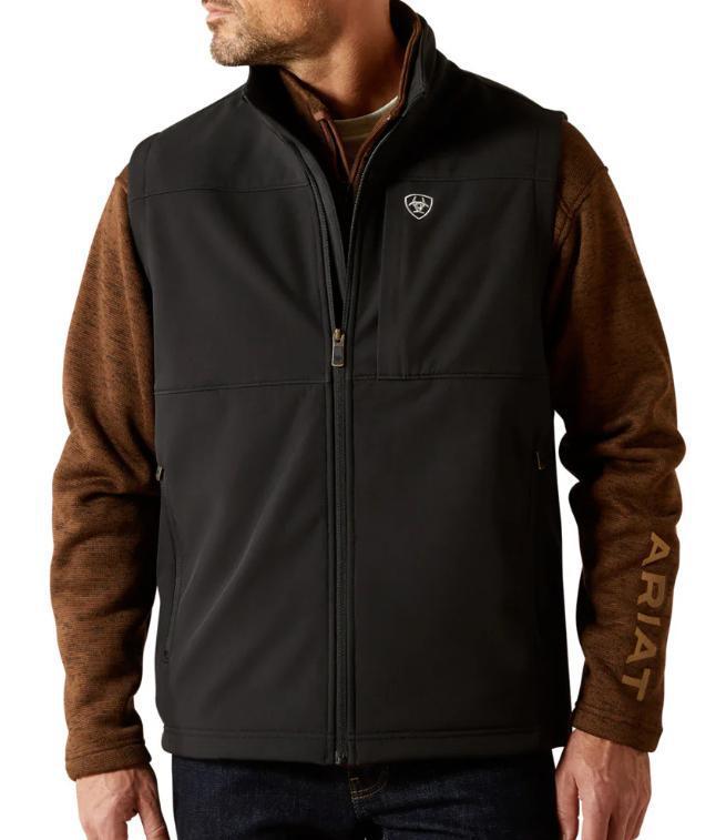 Ariat Men's Black Vernon Zip Softshell Vest |10062600