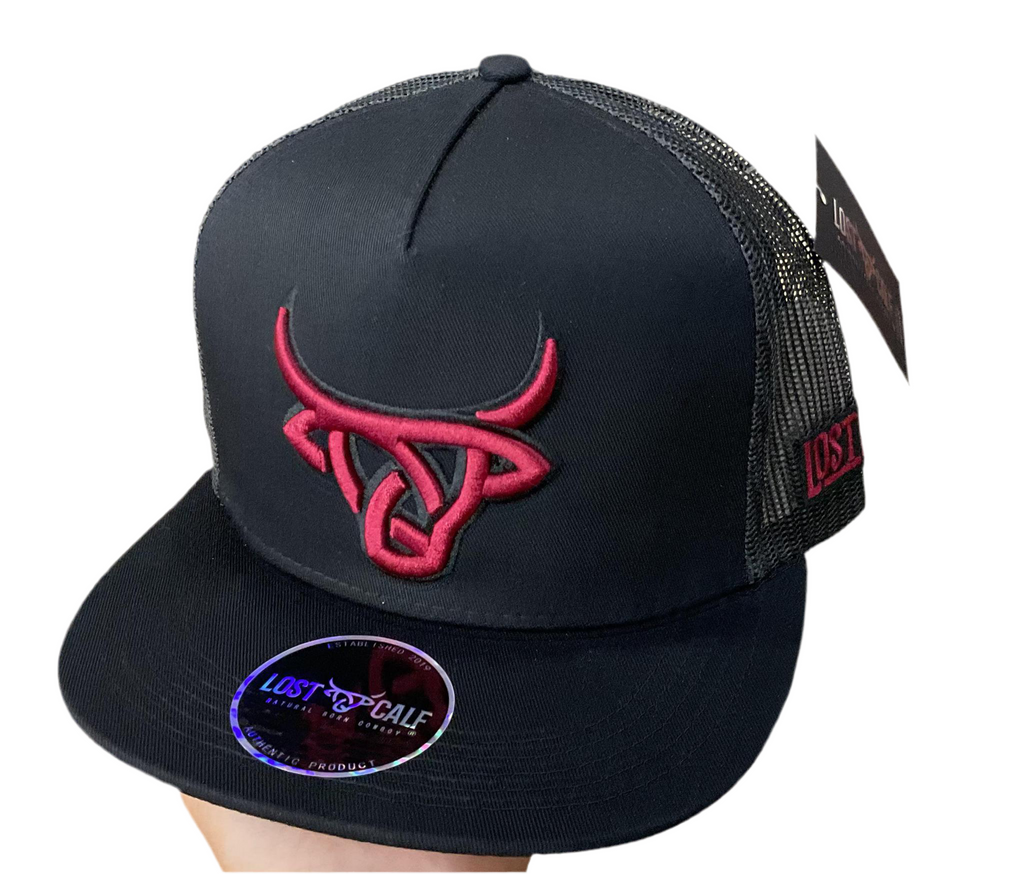 “ WILLIAM “ | MEN’S  CAP BLACK/RED  LOST CALF