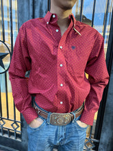 Load image into Gallery viewer, ARIAT MENS FITTED KAISEN LONG SLEEVE SHIRT BIKING RED | 10046203