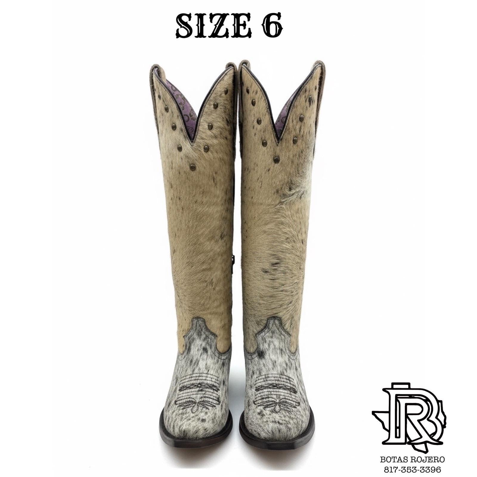 SIZE 6 WOMEN COWHIDE BOOTS POINT TOE HIGH BOOT SHAFT