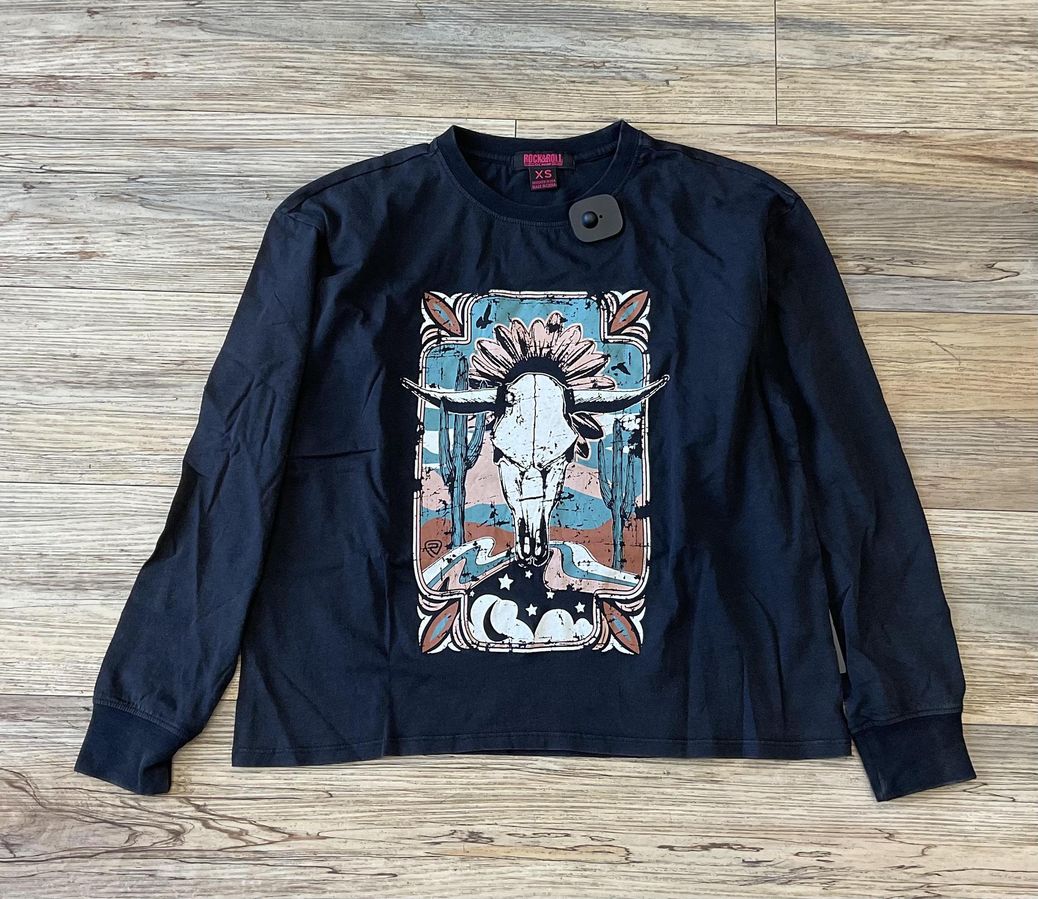 WOMEN ROCK & ROLL LONG SLEEVE GRAPHIC TEE BLACK | BW22T02760