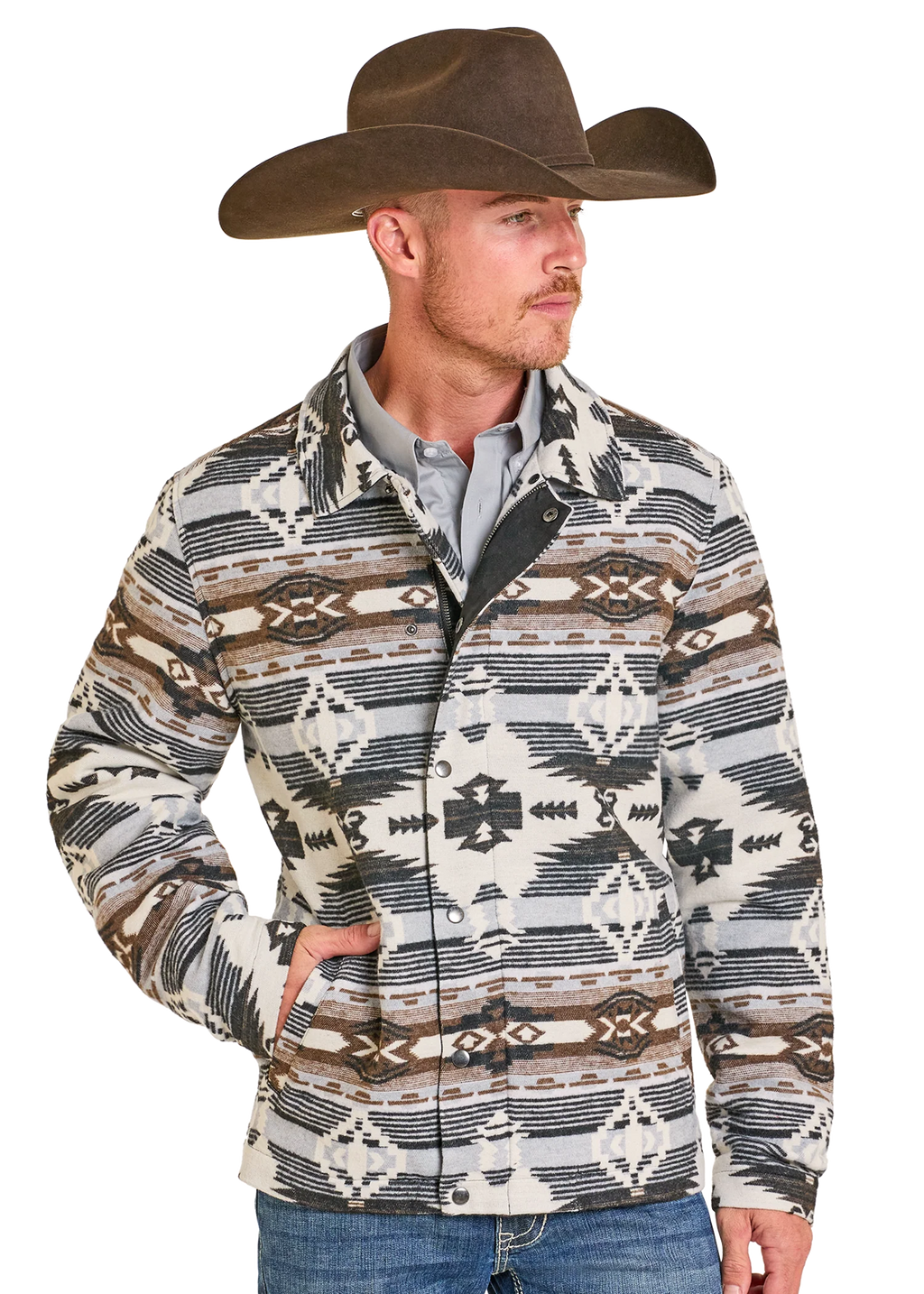 AZTEC MEN’S JACQUARD JACKET WITH REMOVABLE COLLAR BM92C06716