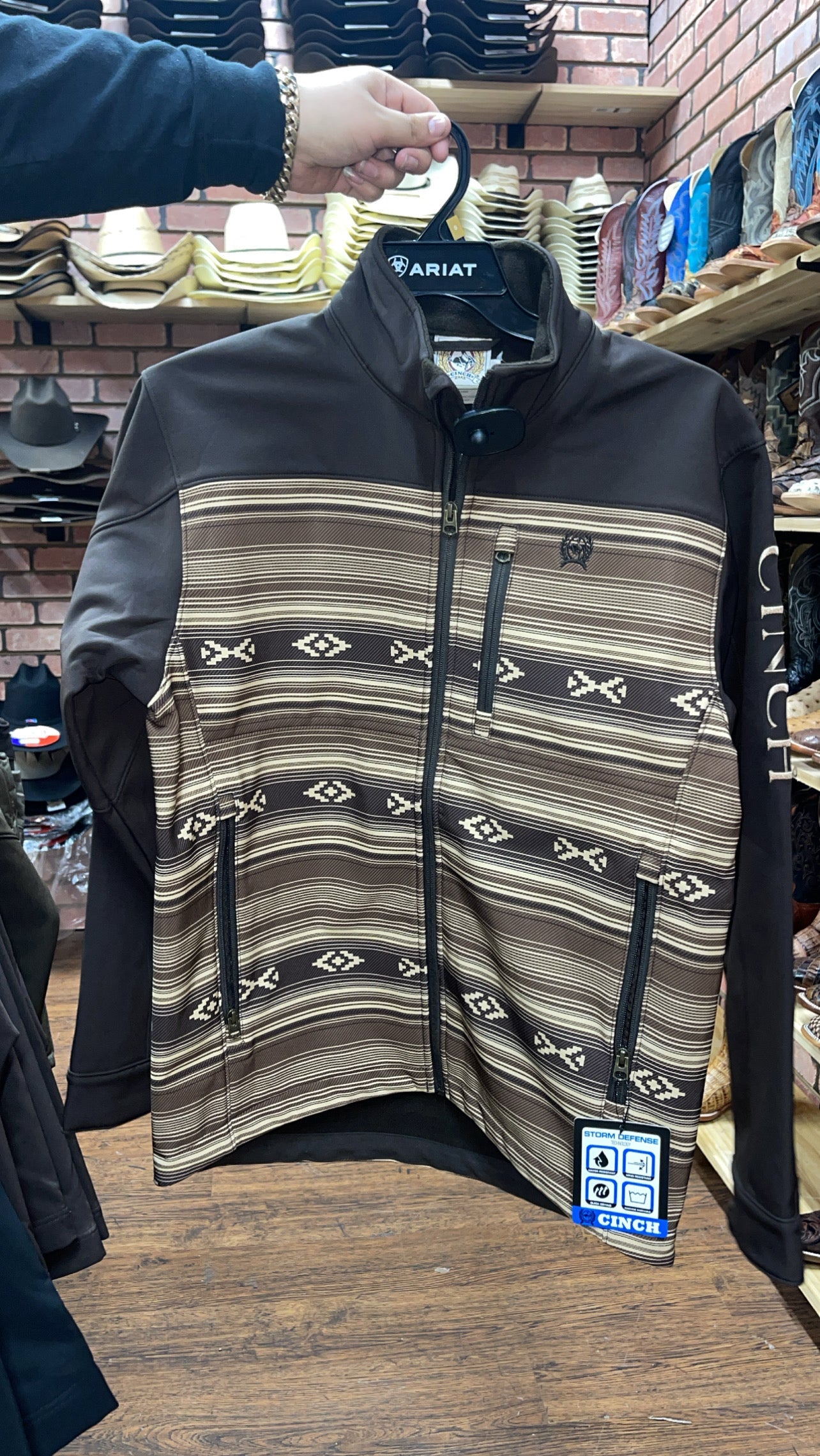 CINCH BROWN AZTEC BLOCKED BONDED - MENS JACKET - MWJ1583002