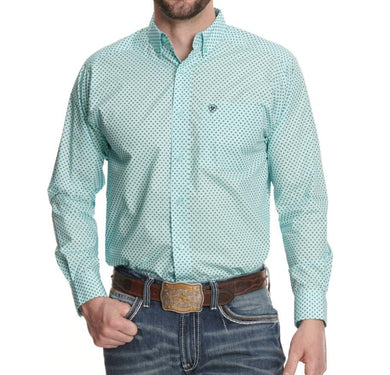 Mens ariat osburn classic long sleeve shirt turquoise |10044863