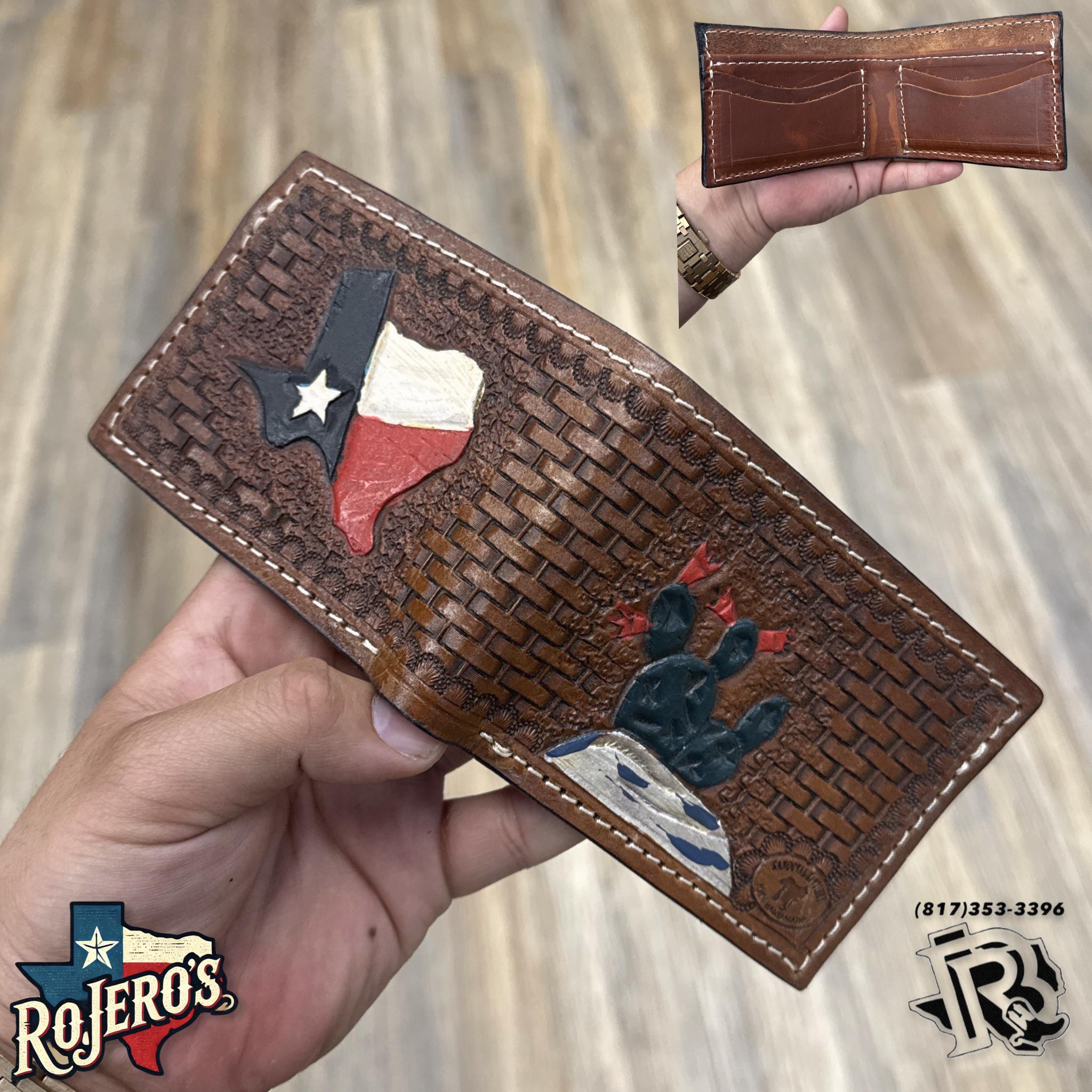 “ Kevin “ | MEN WALLET BI FOLD CARD FEATHER HAND TOOLED
