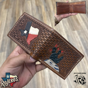 “ Kevin “ | MEN WALLET BI FOLD CARD FEATHER HAND TOOLED