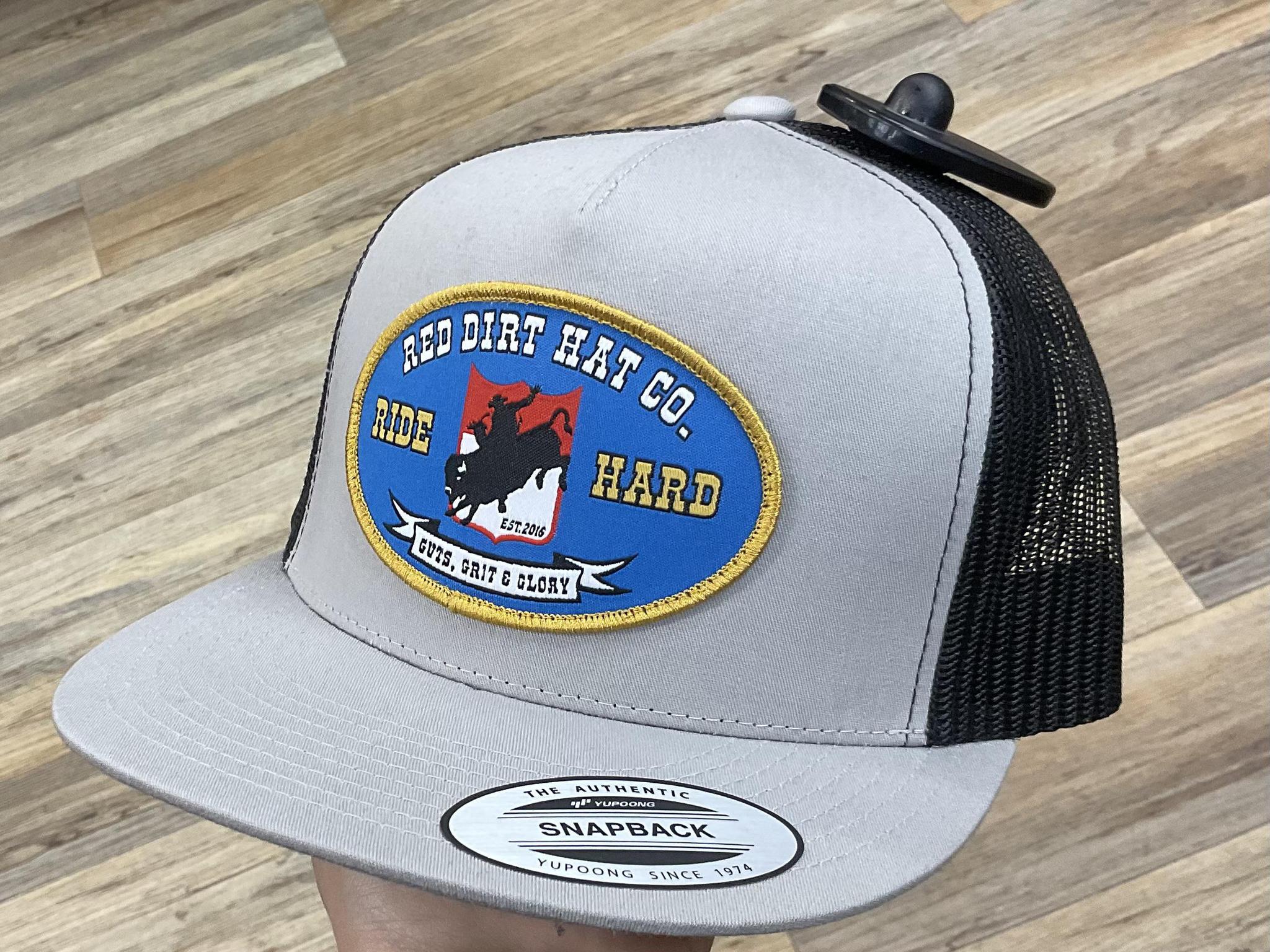 Red Dirt Hat Bucking Buffalo Silver Black Mesh Trucker Patch Cap |RDHC- 202