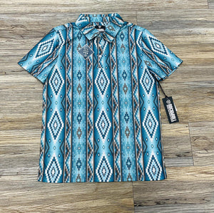 Mens Rock & Roll RR Printed Aztec Turquoise Polo | BM51T04450