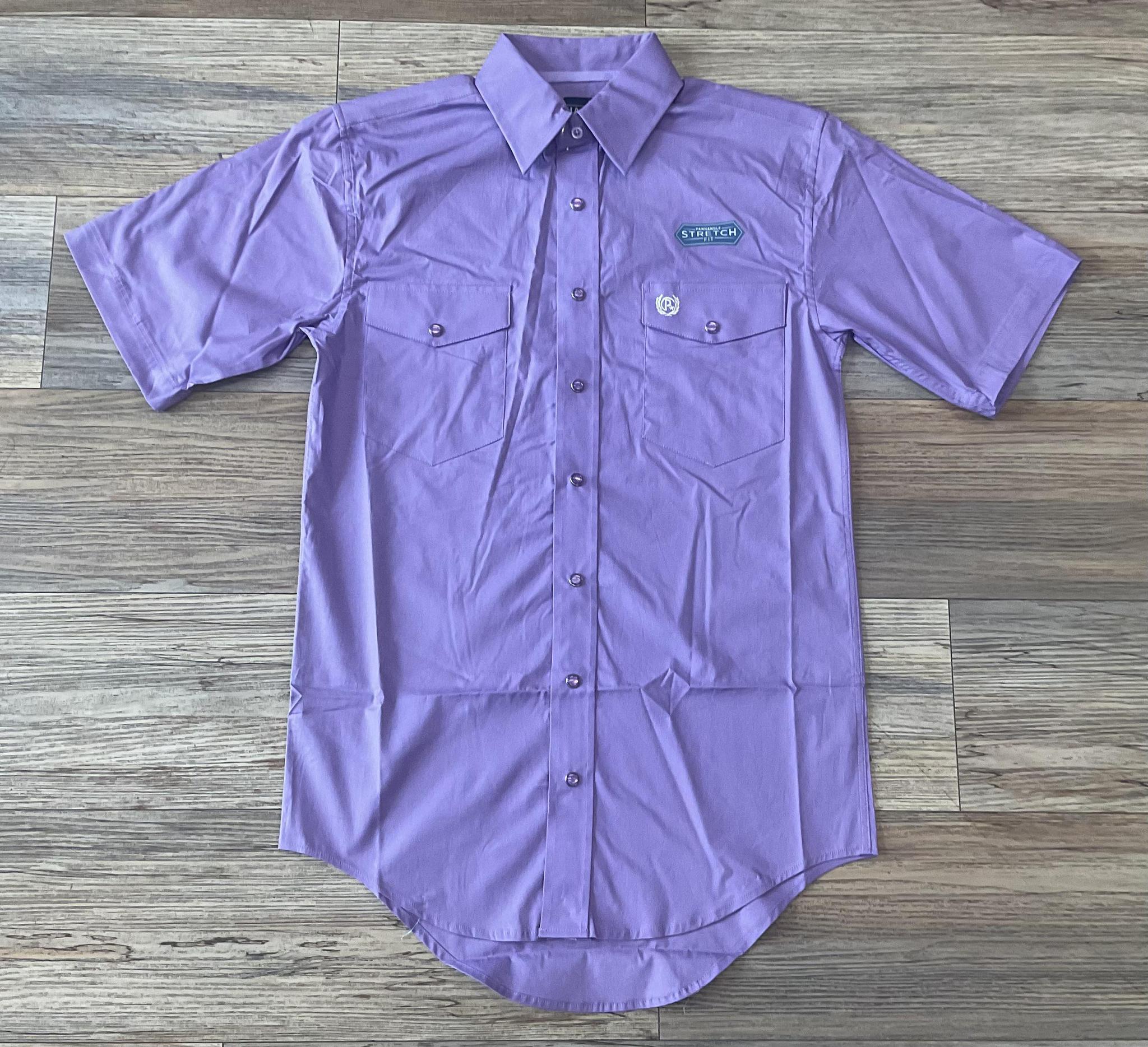 Mens Rock & Roll short sleeve solid poplin snap Purple shirt | PMN3S03201