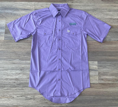 Mens Rock & Roll short sleeve solid poplin snap Purple shirt | PMN3S03201
