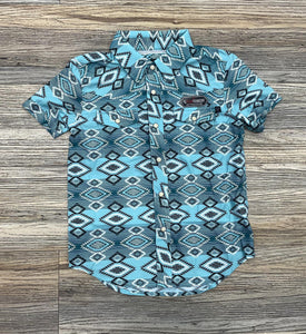 BOYS ROCK & ROLL TEK AZTEC TURQUOISE PRINTED SHIRT | BBN3S05959