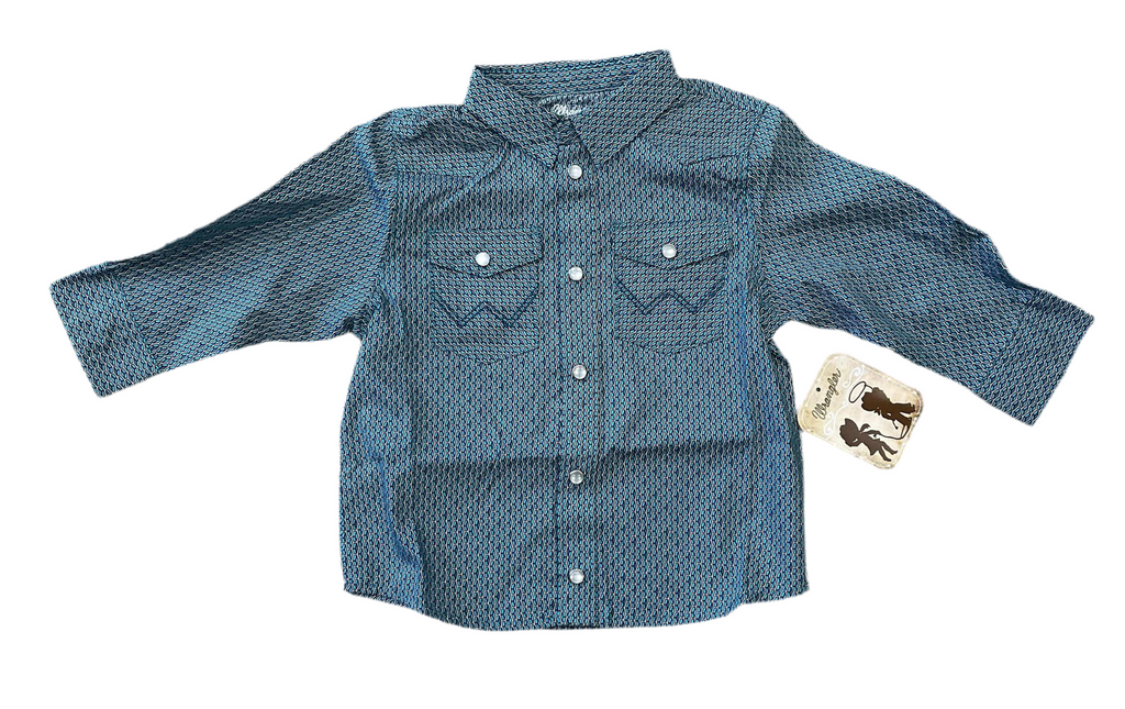 BOYS WRANGLER LONG SLEEVE TURQUOISE SHIRT | 112352743