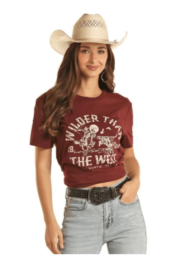 Unisex rock & Roll graphic burgundy tee | BU21T03683