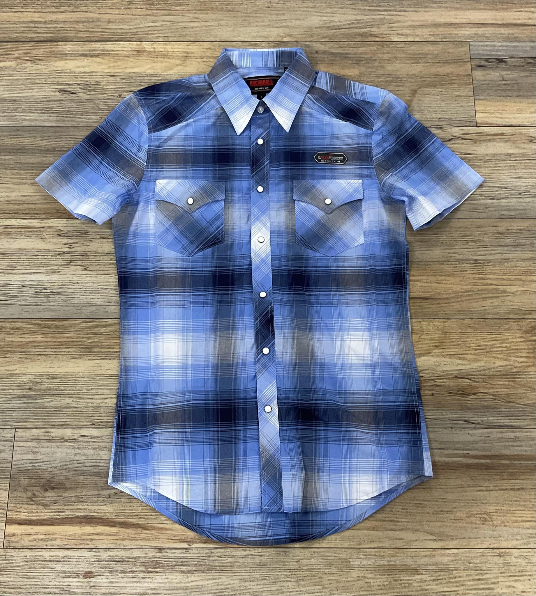 MEN’S ROCK & ROLL PLAID BLUE SHORT SLEEVE SHIRT | BMN3S05857