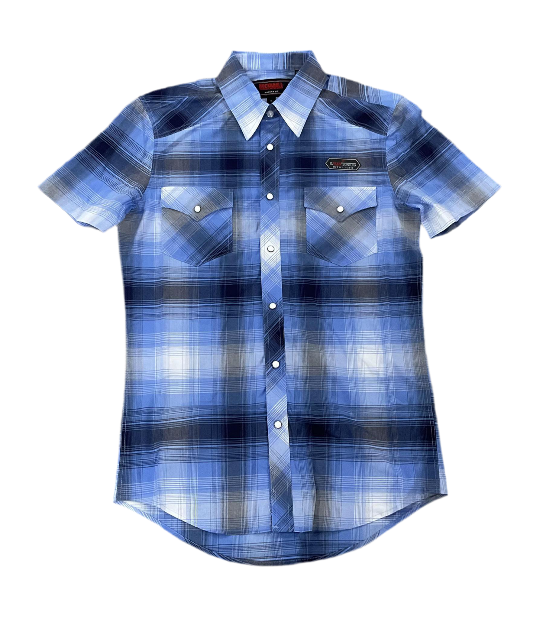 MEN’S ROCK & ROLL PLAID BLUE SHORT SLEEVE SHIRT | BMN3S05857