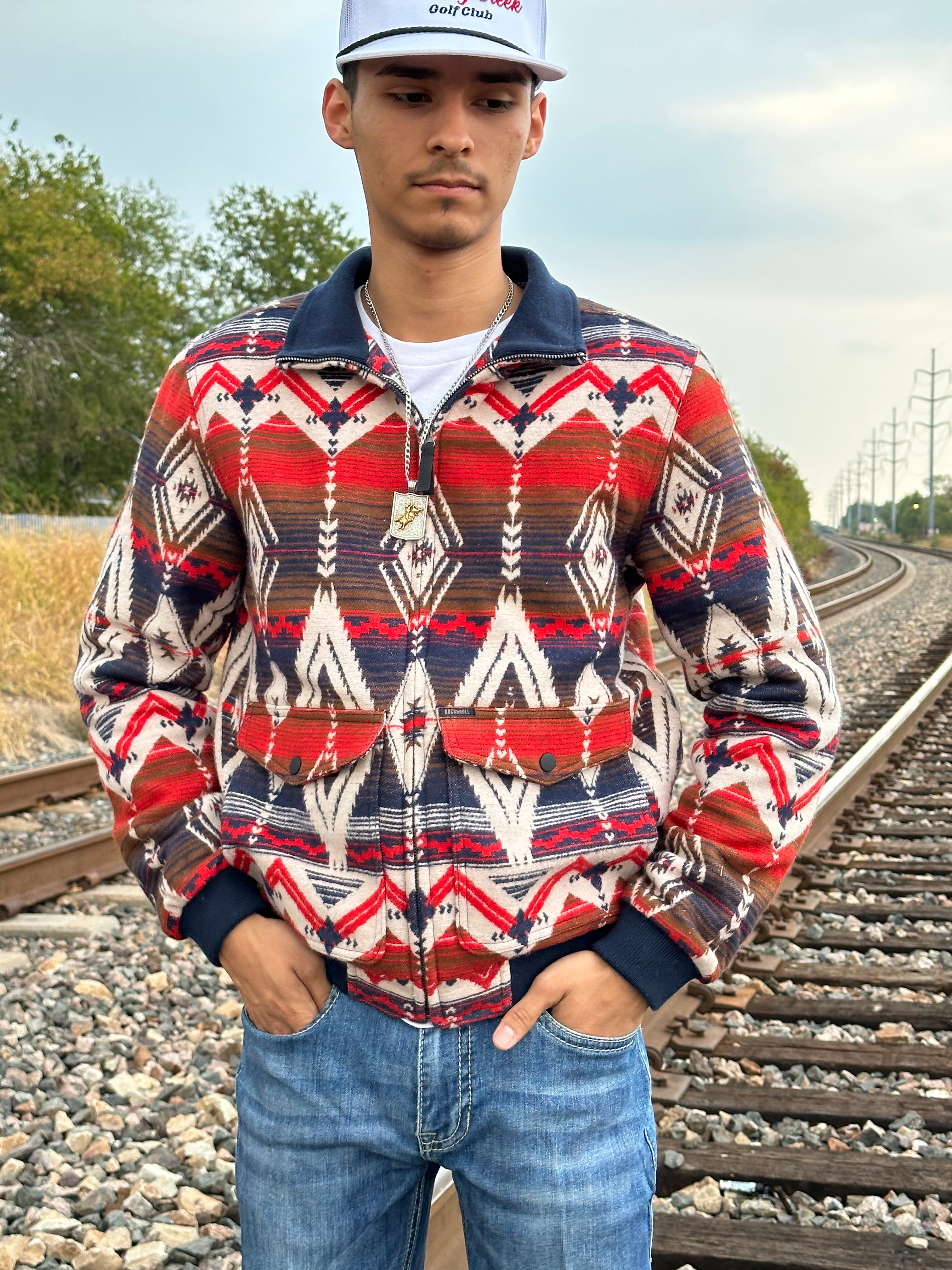 MEN'S AZTEC BOMBER JACKET BM92C01925 – Botas Rojero