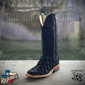 ANDERSON BEAN | FISH BOOT SQUARE TOE MEN WESTERN BOOTS MATTE BLACK STYLE :