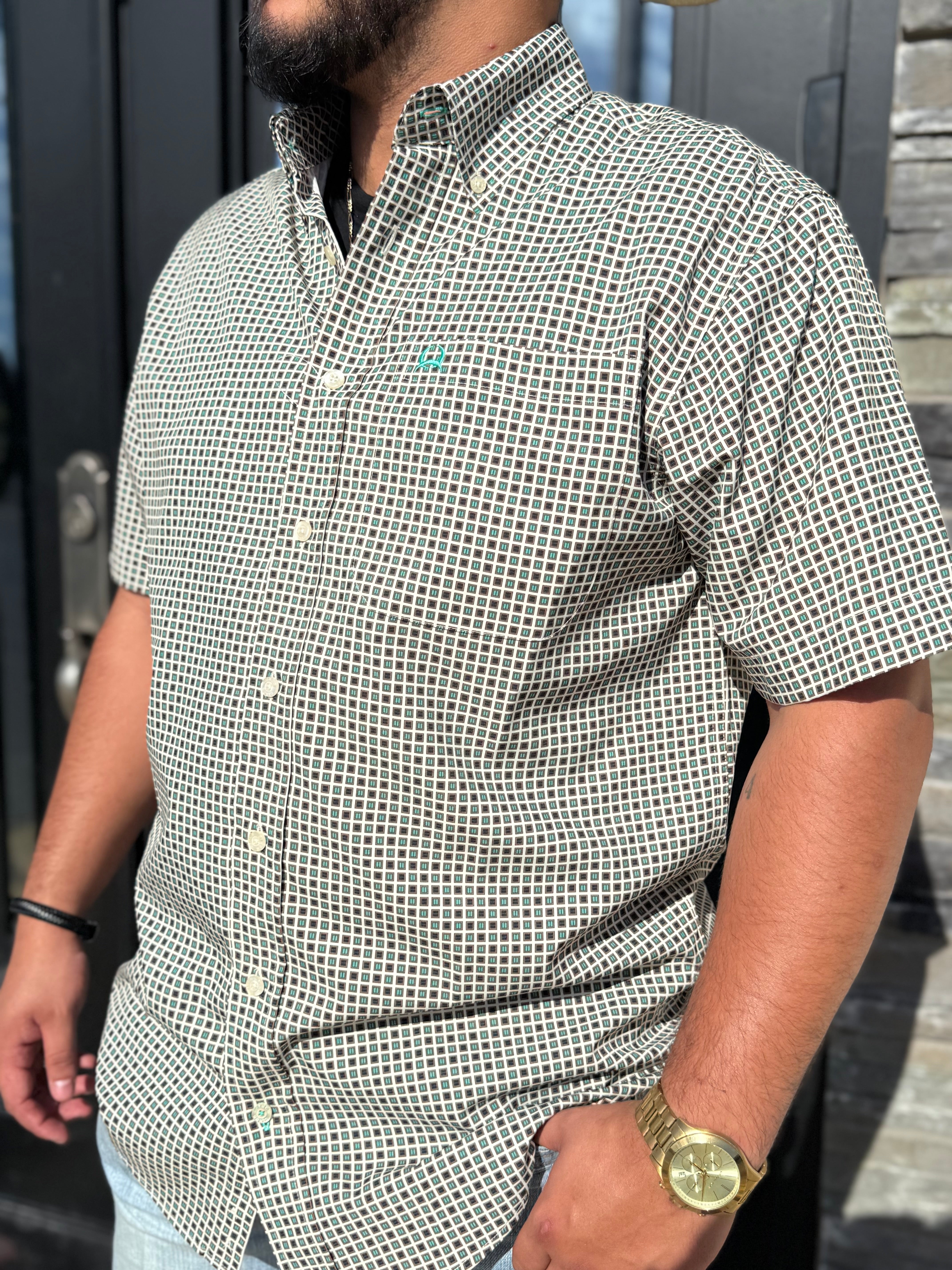 MEN’S CINCH ARENAFLEX CREAM SHORT SLEEVE SHIRT |MTW1704148