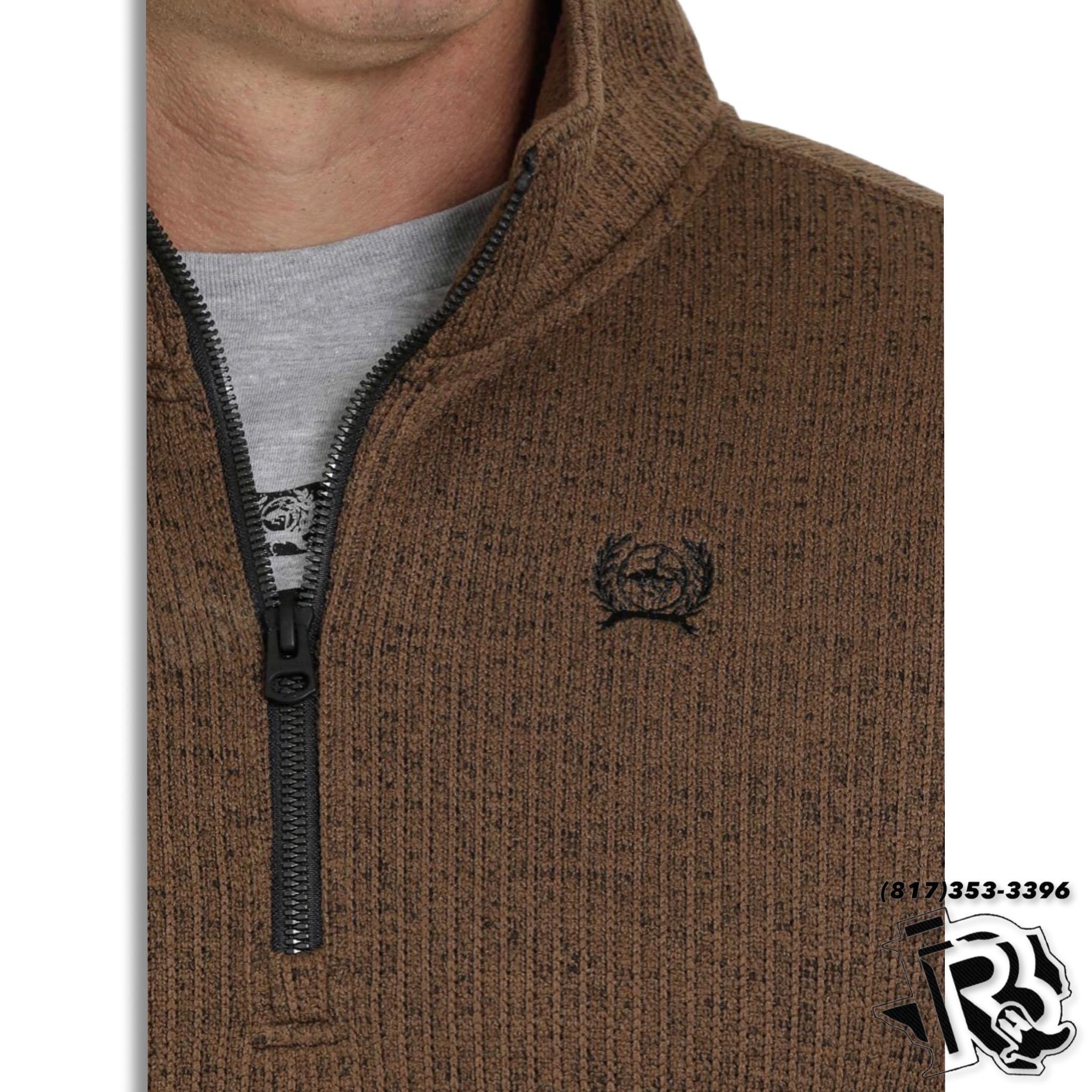 CINCH SWEATER MEN | BROWN ZIP UP MWK1080006